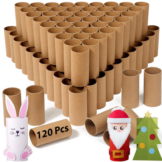 MAPVOLUT 120-Pack Brown Cardboard Tubes for Crafts (1.5x3.4 Inch) | Bulk Kraft Paper Rolls for DIY, Art Supplies, Handicraft Projects & Holiday Decor - Crush Resistant