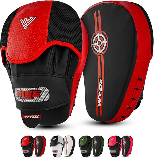 WYOX Curved Focus Mitts for Boxing & MMA | Durable PU Leather Punching Pads with Adjustable Strap | Ideal for Muay Thai, Kickboxing, Martial Arts Training – Hand Target Strike Shield for Men & Women