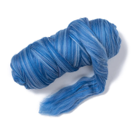 Kondoos Multi Colored Natural Wool roving, 1 lb. Best Wool for Needle Felting, Wet Felting, handcrafts and Spinning. (Ocean Blue, 1lb)