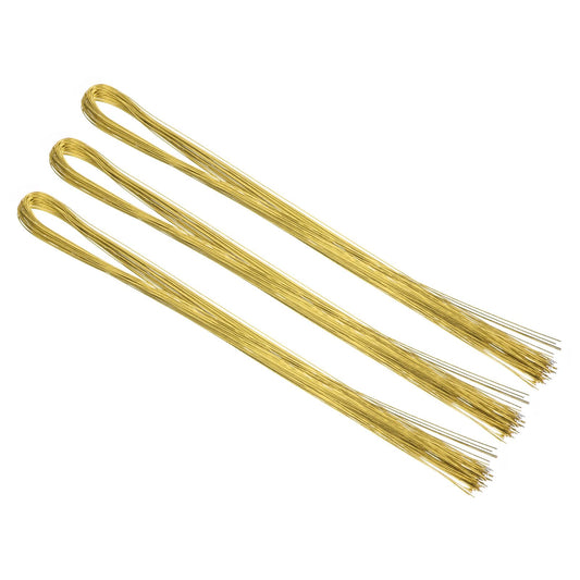 PATIKIL 32 Inch 22 Gauge Floral Stem Wire, 5 Pack/200 Pieces Bouquet Stem Paper Wrapped for DIY Crafts Flower Arrangements, Gold Tone