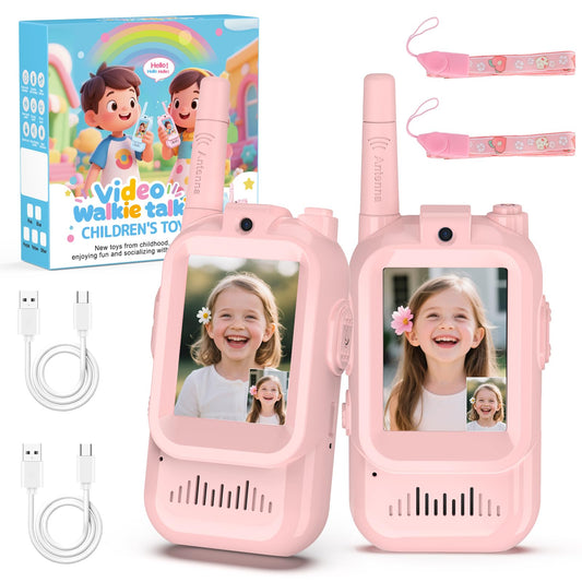 BlueFire Kids Walkie Talkies with Video – Screen Display Toy Radios with Voice Effects, One-on-One Pairing, Long Range – Birthday Toys Gifts for Boys & Girls Ages 3–12 (Pink)