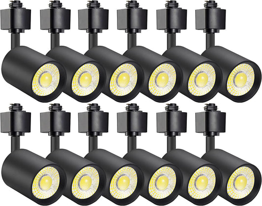 VANoopee 12-Pack 10W Dimmable LED Track Lighting Heads H Type Track Light Replacement Fixtures Bright 3000K Warm White Ceiling Spotlight for Accent Task Art, Flicker Free CRI90+ 24° 800lm Black