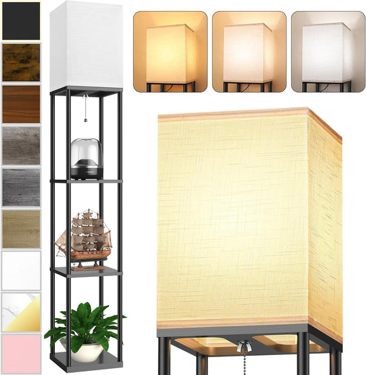 Skiennix Floor Lamp - Stylish Corner Display with 3 CCT LED Bulb & White Linen Shade | Versatile Organizer for Living Room & Bedroom