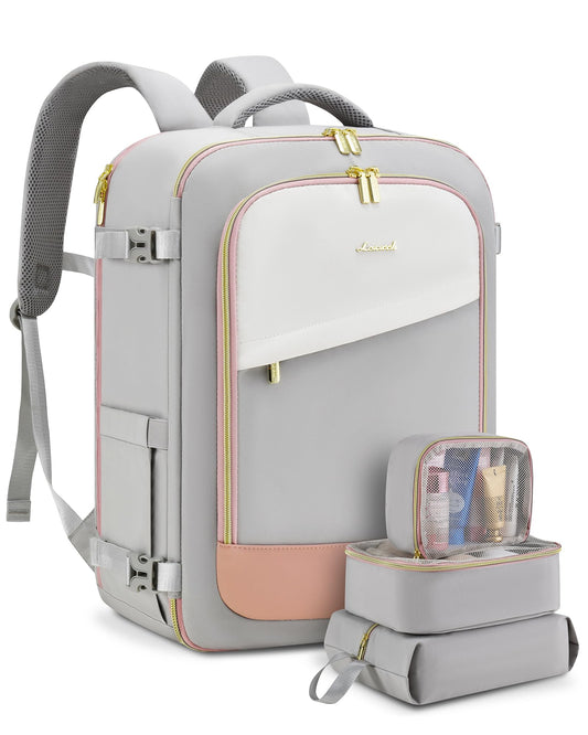 LOVEVOOK Travel Backpack for Women, 40L Carry On Backpack Flight Approved, Large Personal Item Bag Fits 17 inch Laptop, TSA Approved Luggage with 3 Packing Cubes,Waterproof Weekender Gym Essentials
