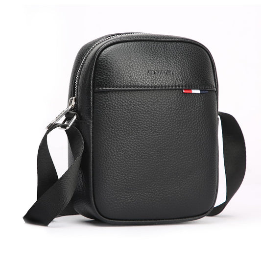 BOPai Genuine Leather Chest Sling Shoulder Crossbody Bag for Men Black