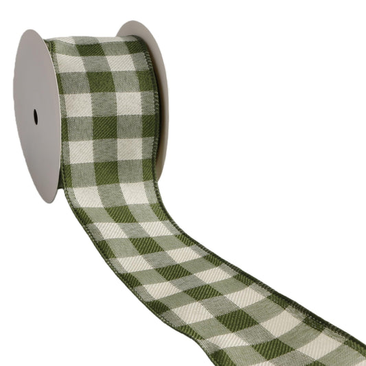 Meseey Sage Green Buffalo Plaid Burlap Wired Ribbon - 2.5 Inch Checkered Jute Ribbon for Rustic Wedding Decor, Christmas Wreaths, DIY Crafts, Farmhouse Gift Wrapping & Holiday Party Supplies