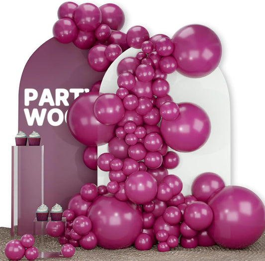 PartyWoo Dark Purple Balloons - 140-Piece Boho Balloon Arch Kit for Baby Showers & Birthdays | Dusty Plum & Royal Purple