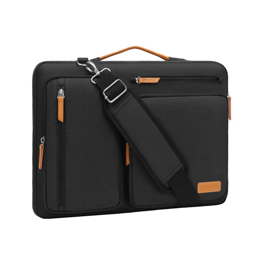 MOSISO 360 Protective Laptop Shoulder Bag,17-17.3 inch Computer Bag Compatible with MacBook, HP, Dell, Lenovo, Asus Notebook,Side Open Messenger Bag with 4 Zipper Pockets&Handle, Black