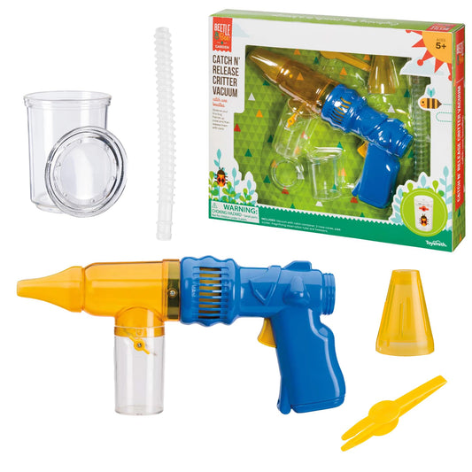 Beetle & Bee Bug Vacuum Toy Set for Kids - Insect Catching Kit with Toy Bug Gun, Tweezers, Magnifying Tube & Nozzles - Fun Bug Collection Kit for Backyard Exploration, Ages 5+