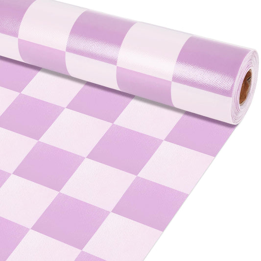 Purple Checkered Bulletin Board Roll Reusable Waterproof Erasable Purple Checkered Non-Woven Fabric Bulletin Board Roll Poster for Teacher Classroom Decors Wrap Crafts 15.7" x65.6ft