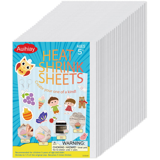Auihiay 40 Pieces Shrink Plastic Sheets, Shrink Paper Kits for DIY Handprint Keychains, Easter Decorations, Kids Paper Crafts and Great Mothers Day Gifts, 7.9 x 5.7 inch / 20 x 14.5 cm