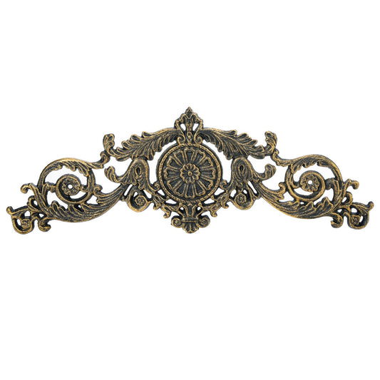 Sungmor Antique Style Cast Iron Wall Decor - Ornate Scroll and Floral Design Metal Plaque for Home or Garden Décor - Fireplace Mantel, Furniture Decorative Accent - 17.5 Inch & Rustic Gold Finish