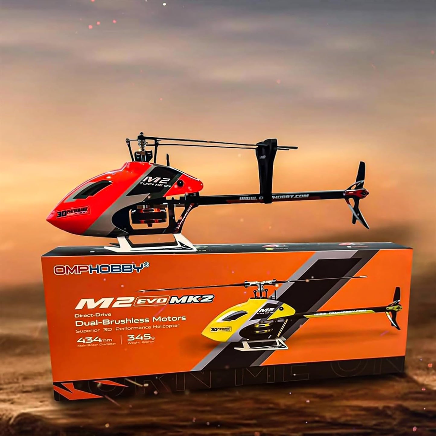 OMPHOBBY M2 EVO MK2 RC Helicopter for Adults - 6CH 3D Aerobatic RC Helicopters Outdoor with Dual Brushless Direct-Drive Motors, Outdoor Mini RC Aircraft for Advanced Pilots（PNP Version, Yellow