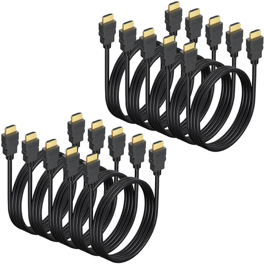 CEFOJQAO 4K 3.3 10-Pack, 2.0 120Hz CL3 2.2, 3D PS4/5, HDMI Cable FT Shielded HDMI TV Cord, Gold-Plated HDMI Male Cable