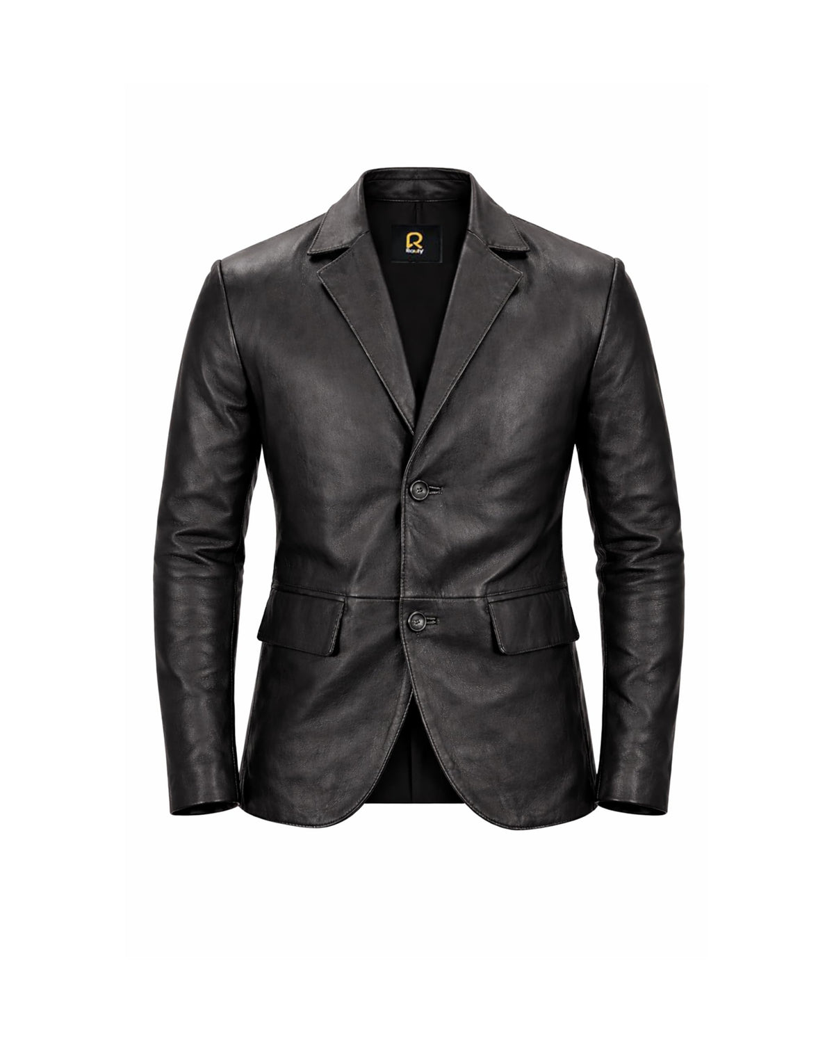 Rauly Real Lambskin Leather Blazer Men Notched Collar Button Closure Front Casual Mens Leather Coat