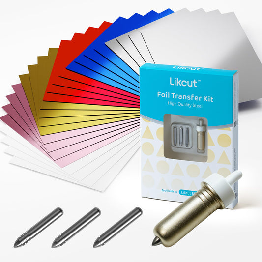 Likcut Foil Transfer Kit Compatible with Likcut S501 & S41 Vinyl Cutter, 3 Interchangeable Tips with Foil Transfer Sheets for Crafting DIY Card Scrapbooking Supplies