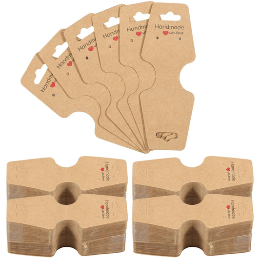 BXUYAOXMC 400Pcs Bracelet Display Cards, Self Adhesive Jewelry Packaging Tags with Hole for Necklace Earring Keychain, Brown Hang Tags for Small Business Handmade Crafts 1.69 x 4.72 in