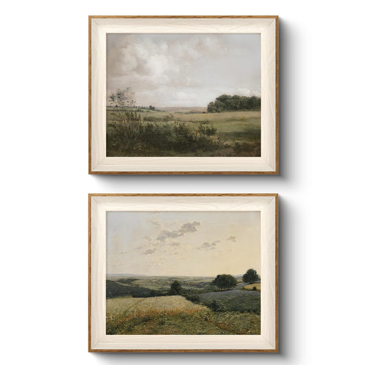 VIYYIEA Vintage Landscape Framed Wall Art 2 Set, Nature Wilderness Scenery Paintings Decor Aesthetic, 10x12 Inch Canvas Print Artwork Home Decor, Retro Farmhouse Wall Pictures for Bedroom Living Room