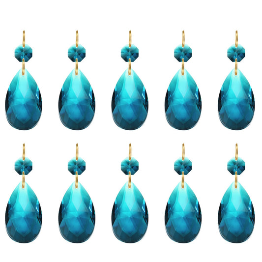 PATIKIL Teardrop Crystal Chandelier Pendants Beads, 10 Pack 60mm Length 38mm Chandelier Prisms Parts Ornaments Hanging Beads for DIY Arts Crafts Decoration, Sky Blue