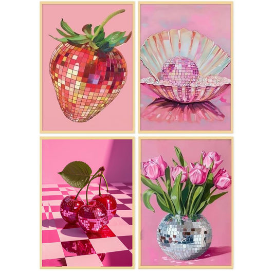 DAZZLEDOTS Diamond Art Kits for Adults, 4-Pack Disco Ball Diamond Painting Kits for Beginner Round 5D Full Drill Diamond Dots Crafts for Home Wall Decor Gifts 12x16 Inch