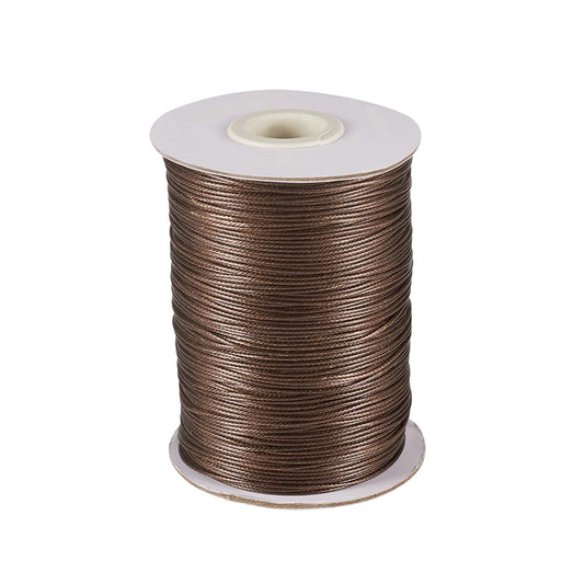 200 Yards Coffee Korean Waxed Polyester Cord Threads Braided Beading Cords Necklace Bracelet Wire String 1mm with Spool for Sewing Jewelry Making Macrame Supplies