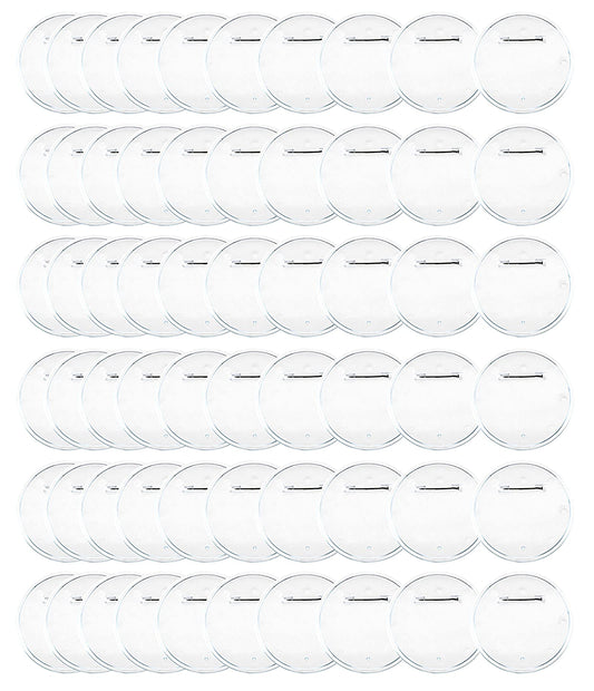 Yesland 60 Packs 2.4 Inch Acrylic Design Button - Clear Badges Kit with Pin Blank Button Pins for Craft Supplies, Activities, DIY Badges, Office, School