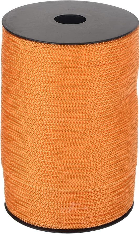 MECCANIXITY 5/32 Inch Polypropylene Rope Braided Ropes, 328ft Camping Rope Hollow Utility Cord for Clothesline, Hiking, Outdoor, Light Orange