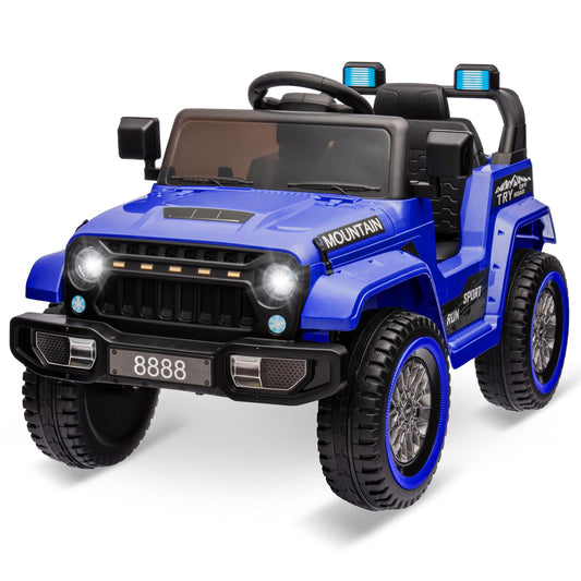 12V Kids Ride On Truck Car, Battery Powered Electric Vehicles with Remote Control, Spring Suspensions, 3 Speeds, LED Lights, Music, MP3, Ride On Toy Car for Children Toddles Boys Girls, Dark Blue
