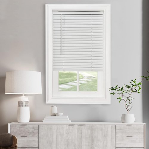 Achim Home Decor Cordless Mini Blinds - Light Filtering, 52" W x 64" L, Pearl White - GII Morningstar Horizontal