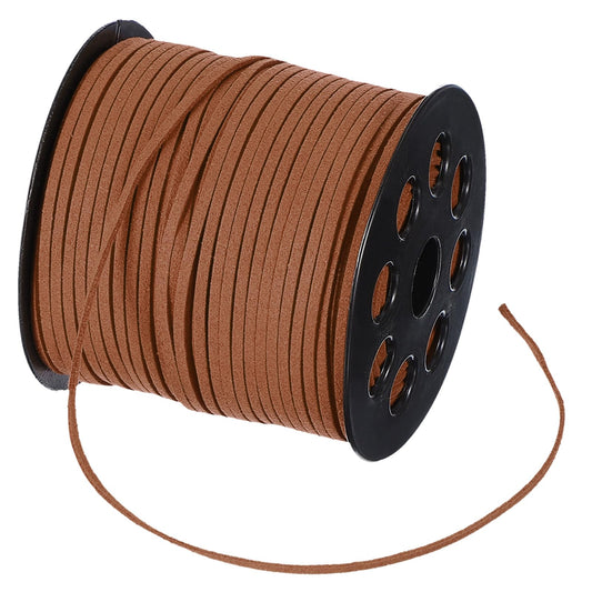 PATIKIL Flat Suede Leather Lace, 100 Yard Faux Suede Leather String Cord DIY Supplies for Necklace Bracelet Beading Jewelry Making Tassels Art Crafts, Brown (2.6MM)