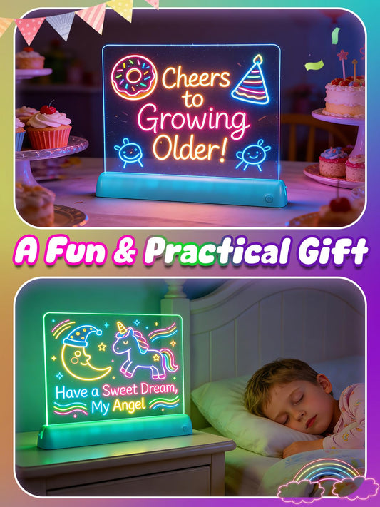 Cordless LED Drawing Board for Kids - Portable Light Up Board, Use Anywhere, 7 Colors + 12 Pens, Glows for Easy Tracing & Doodling, Birthday Gifts Toys for 4–10 Girls & Boys (Blue, 11.8×9.8in)