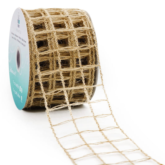 CT CRAFT LLC Mesh Burlap Wired Ribbon 2.5" x 10 Yards Natural Color for Christmas Home Wedding Decor Gift Wrapping Tree Topper Bow Wreath Bouquet DIY Crafts