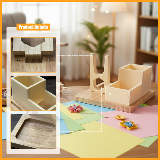 Mini Hot Glue Gun Holder with Glue Stick Organizer, 1 Hot Glue Gun Stand and 2 Storage Boxes, Wooden Hot Glue Gun Kit Storage Compartments, for DIY, Crafts, Home School Project