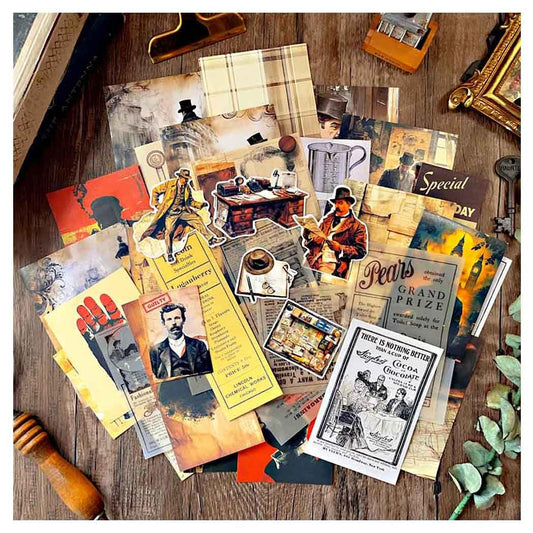 CraftBloom 42Pcs Detective Gothic Scrapbook Paper Sheets for Junk Journal Supplies, Vintage Aesthetic Ephemera for Journaling, Decoupage, Scrapbooking, Dark Academia Wall Collage Room Decor Kit