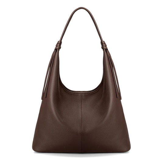 befen Genuine Leather Slouchy Hobo Purses for Women, Casual Hobo Bags Real Top Grain Leather Tote Handbags Women's Coffee Shoulder Satchel for Shopping, Outing, Travel