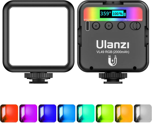 ULANZI VL49 360 3 2000mAh 95+ 2500-9000K Dimmable RGB Video Lights, LED Camera Light Full Color Portable Photography
