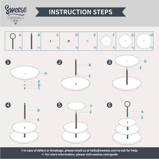 Sweese 3 Tier Cupcake Stand- White Porcelain Cake Stand- Dessert Stand, Tiered Serving Trays for Parties