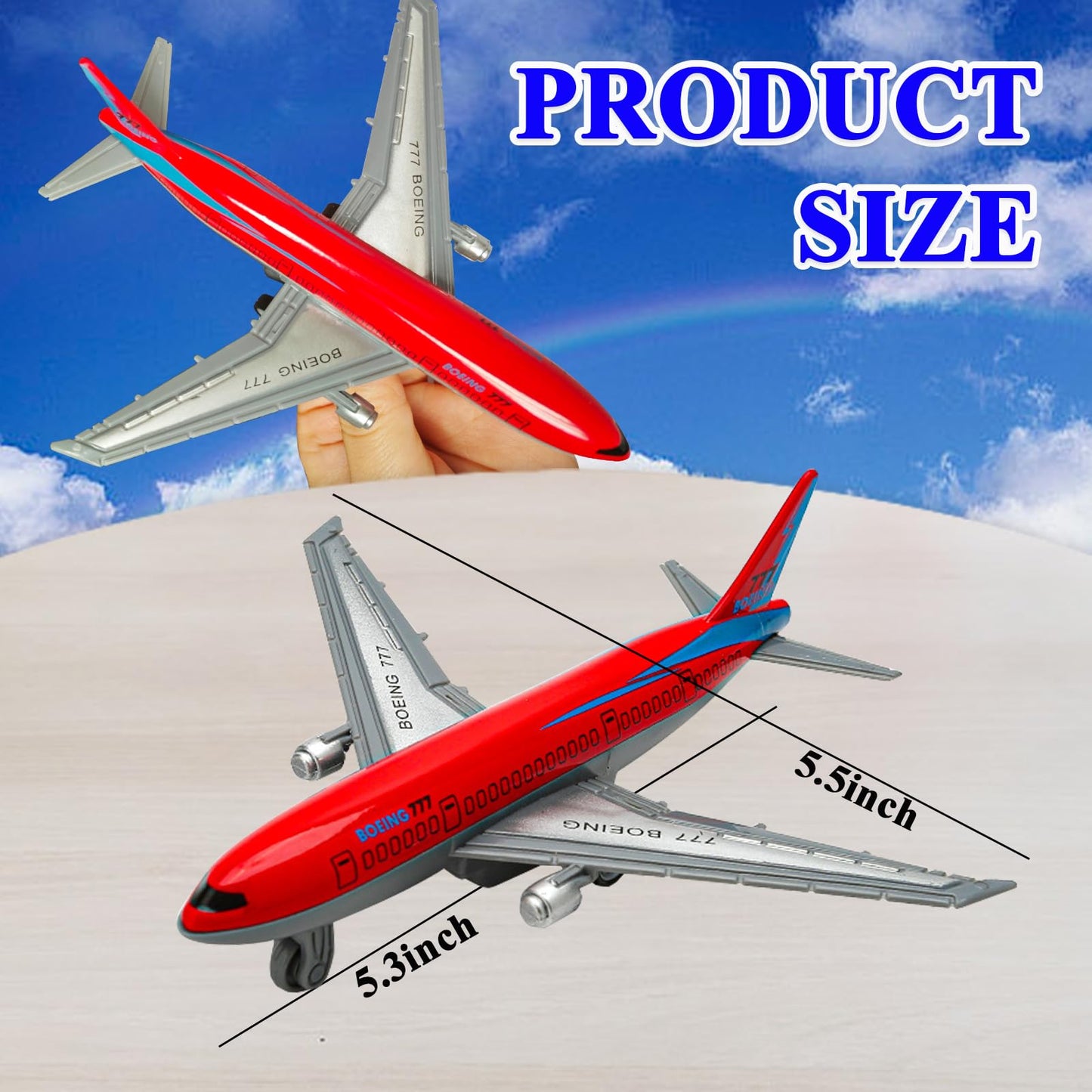 OTONOPI Toy Airplane Die-cast Metal Model Plane Pull Back Aircraft Airline for Kids Cake Toopper Party Favor Age 3+ Pack of 4pcs