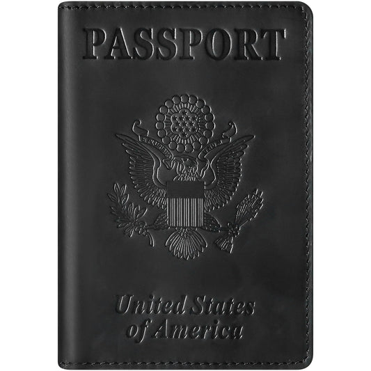 BIAOTIE Premium Leather Passport Holder Covers, Rfid Travel Wallet Passport Document Holder, Travel Essentials Wallet Cover Case for Men and Women (Black)