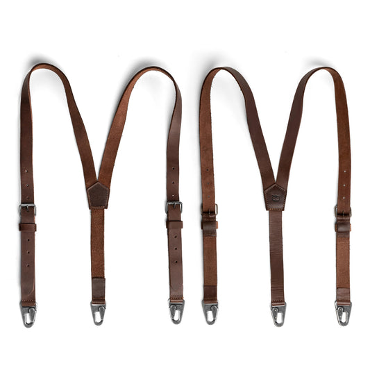 Hide & Drink Mens Leather Suspenders w/hooks, Mens western suspenders, Jeans, Dress pants, Wedding party, Groomsmen, Work suspenders for men, Heavy duty, Brown leather suspenders