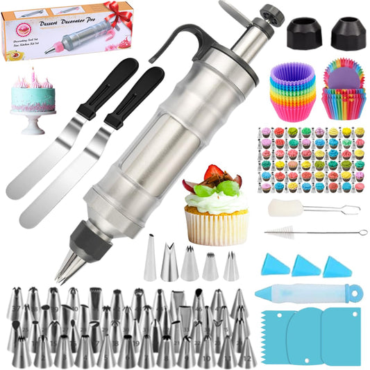 175PCS Icing Decoration Gun Set, Cake Decorating Kit with 48 Piping Tips, Baking Supplies, Icing Gun Kit, Frosting Piping Kit for Beginners, Cupcake, Baking kit, Cake Decorating Tool