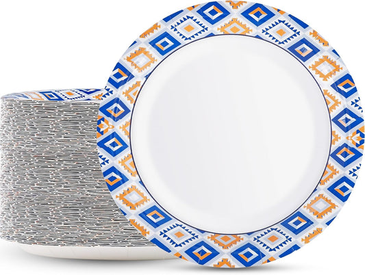 Regine Switzerland 120 PCS Disposable Paper Plates - 9 Inch Heavy Duty, Cut Proof & Soak Proof for Parties & Picnics