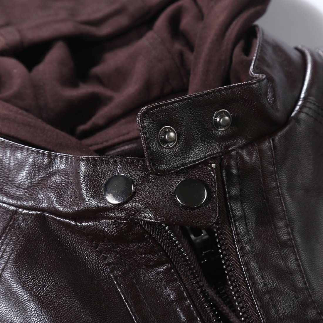 Tanming Womens Faux Leather Jacket Hooded Moto Biker Coat Outerwear Fall Fashion Outfits Winter Clothes