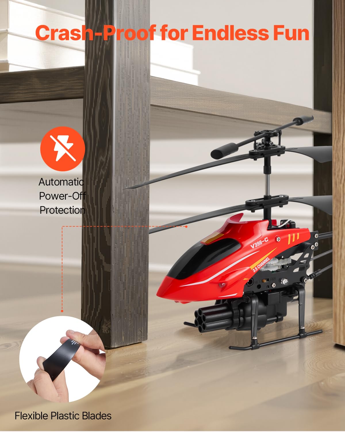 VEVOR RC Helicopter, 2.4GHz Flying Remote Control Helicopter with Shooting Mode, 3.5 Channel RC Airplane for Kid, Altitude Hold, One-Key Takeoff/Landing & LED Lights, Toys for Kids