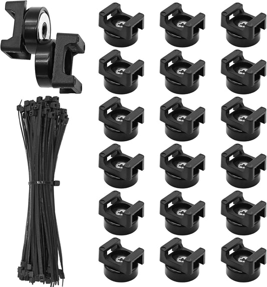 WGYKLRL 20Pcs 100 (22mm) Magnetic Zip Tie Mount and Nylon Cable Ties, Magnetic Cable Clips, Multi-purpose Cable Tie