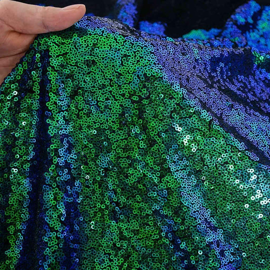 DUOBAO Sequin Fabric by The Yard - Sparkling Colorful Green Glitter Material for Party Decor, Crafting (3 Feet)