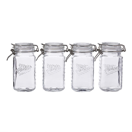Mason Craft & More Airtight Kitchen Food Storage Clear Glass Clamp Jars, 17 Ounce (0.5 Liter) Tall Mini Clamp Jar