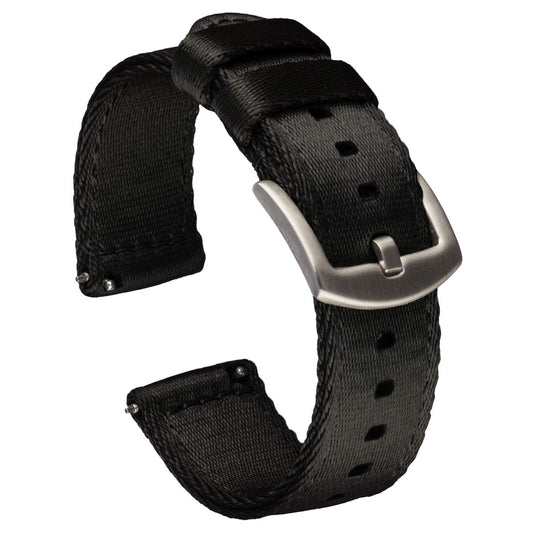 Benchmark Basics Black 20mm Quick Release Watch Band - Premium Waterproof Seatbelt Nylon Watch Straps for Men and Women - Compatible with Regular & Smart Watches