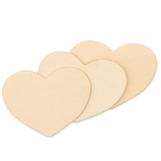 DIY Wooden Heart Cutouts for Crafts 7 inch, 1/8 inch Thick, Pack of 5 Unfinished Shapes for Valentines Day Party Décor, by Woodpeckers