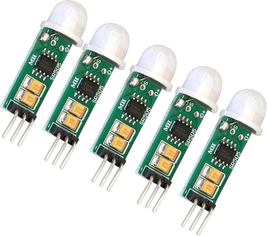 TorqueVance HC-SR505 (5-Pack) PIR Motion Sensor Mini Infrared Human Body Detector Module Compatible with Arduino